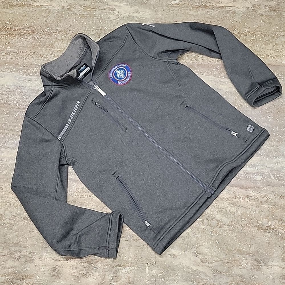 BAUER YOUTH POLYESTER HOCKEY ZIP UP L/A NORDIQUES SIZE MEDIUM